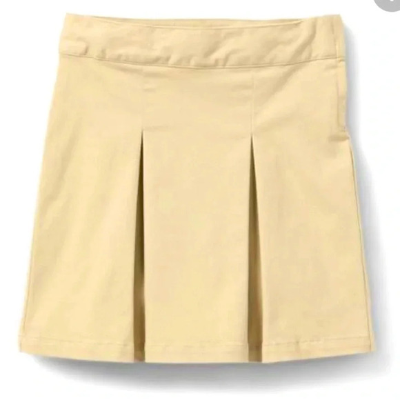 🐼🐼🐼Girls' Stretch Uniform Pleated Twill Skorts - Cat & Jack™ Beige sz 12 - Picture 1 of 6